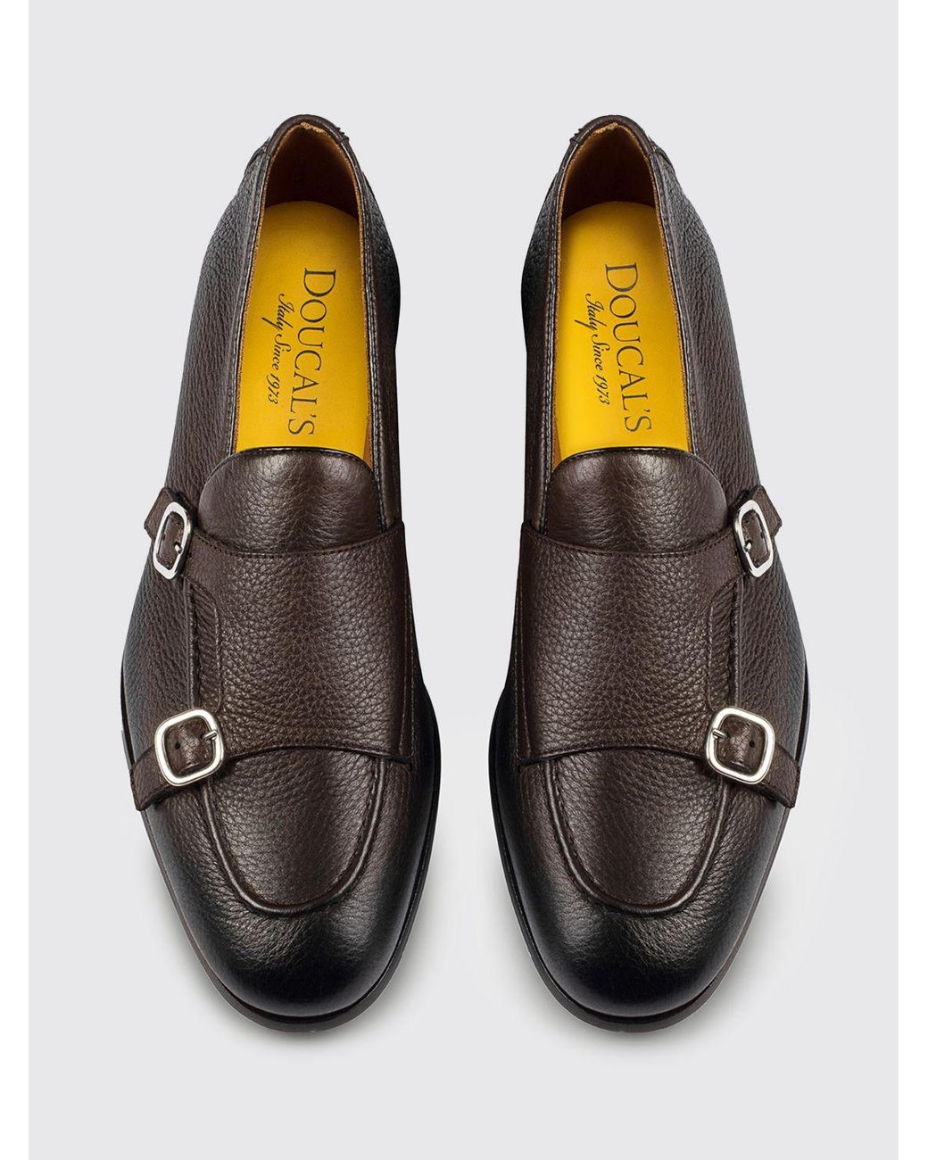 Doucal's White Hammered Leather Monk Strap for men