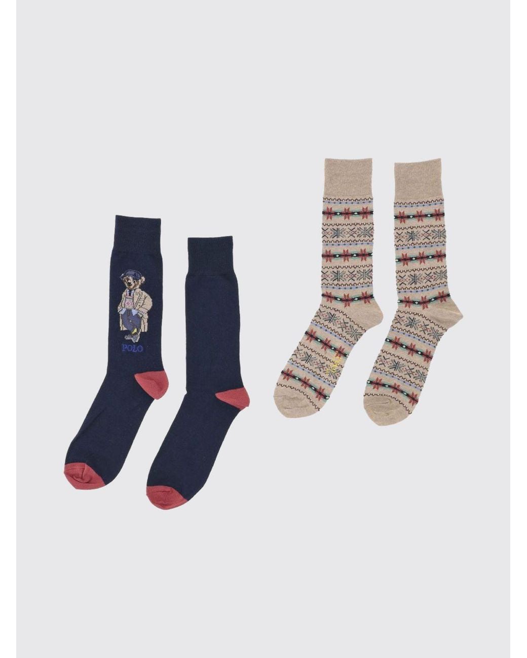 Polo Ralph Lauren White Set Of Two Pairs Of Ribbed Cotton Socks With Jacquard Logo for men
