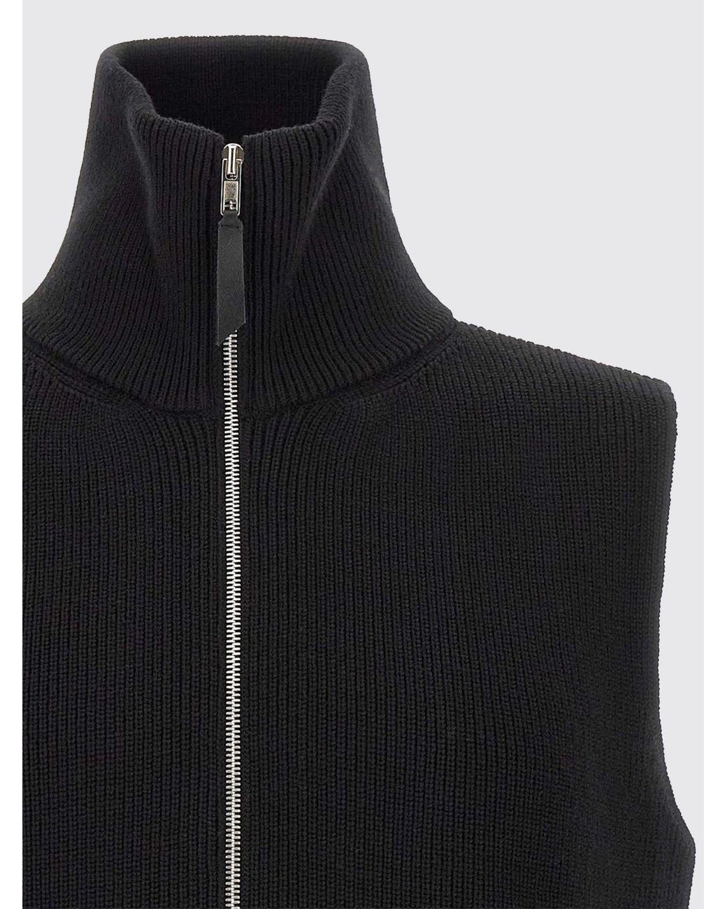Maison Margiela Blue Wool And Cotton Knitted Waistcoat With A Turtleneck And Zip for men