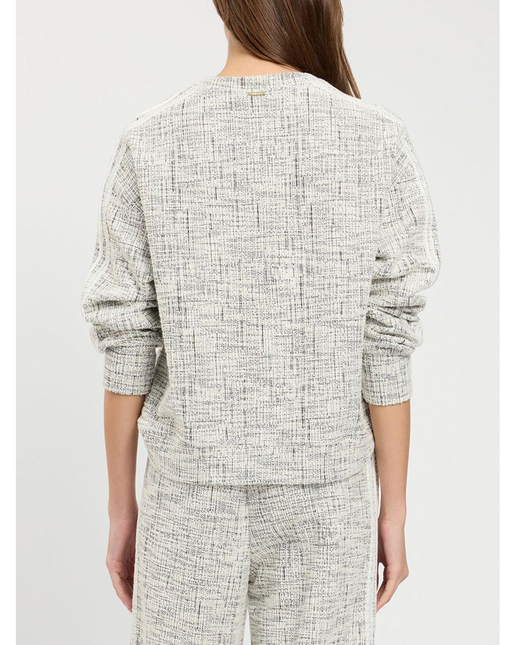 Twinset Gray Oversized V-Neck Cotton Blend Sweatshirt