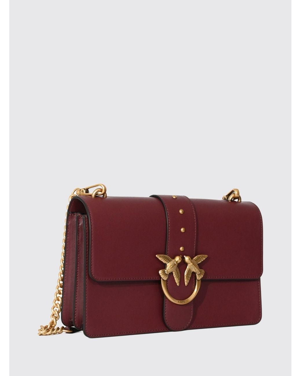 Pinko Purple Love Bag One Monogram Leather Crossbody Bag With Studs