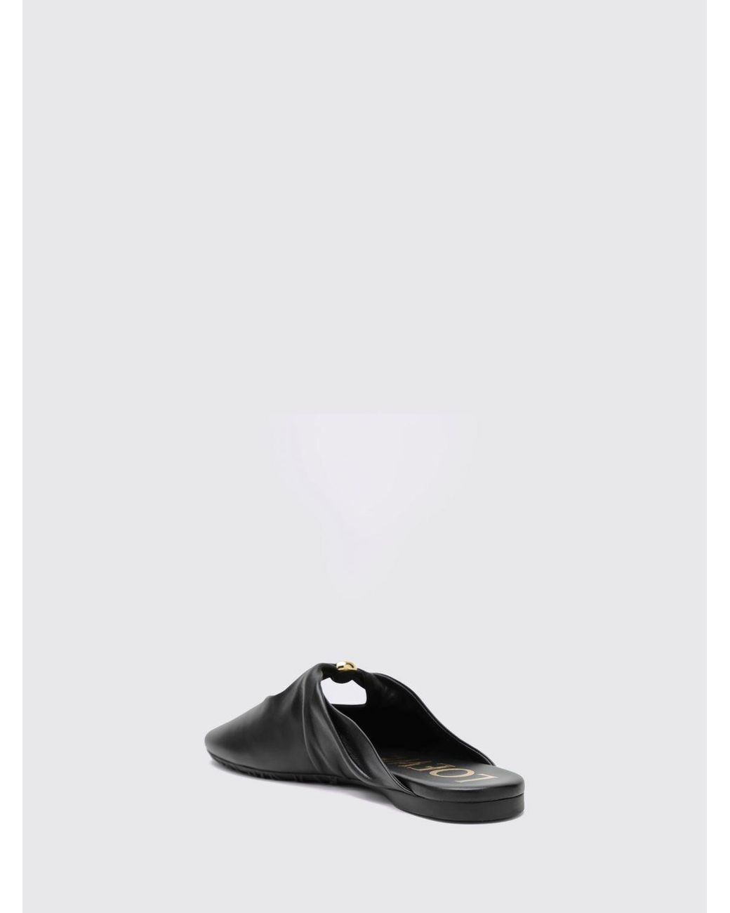Loewe Black Pebble Draped Nappa Leather Mules