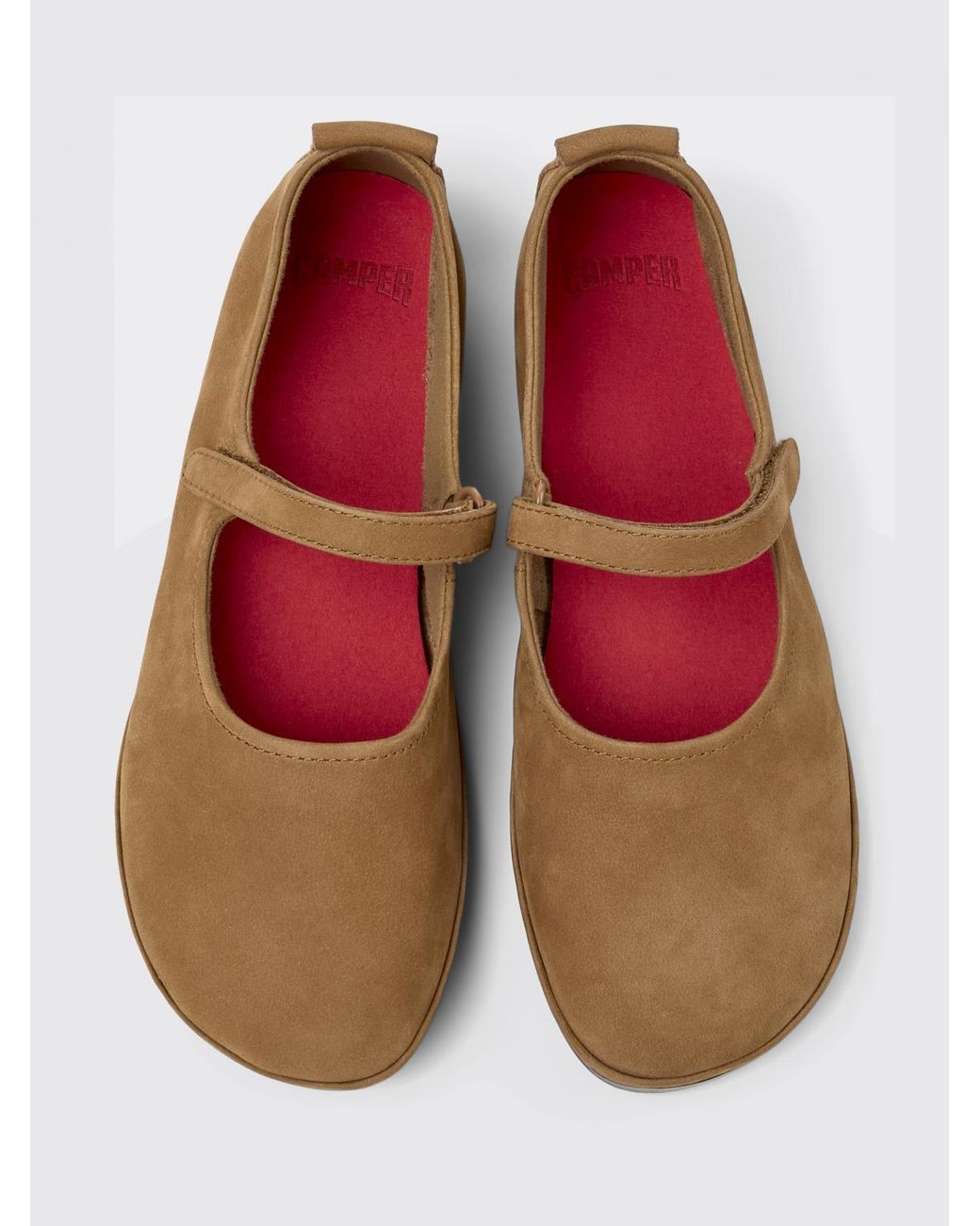 Camper White Right Nina Suede Ballerina Flats