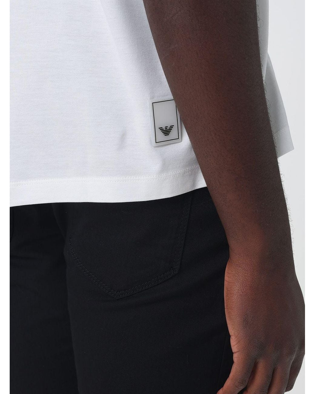 Emporio Armani White Cotton Jersey Polo Shirt for men