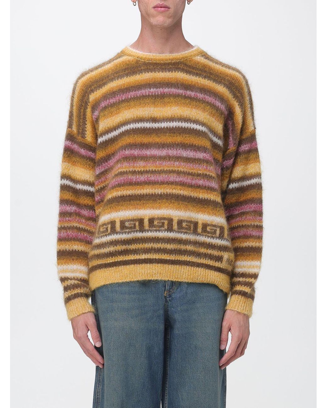 Isabel Marant Multicolor Striped Virgin Wool Blend Crewneck Sweater With Dropped Shoulders for men