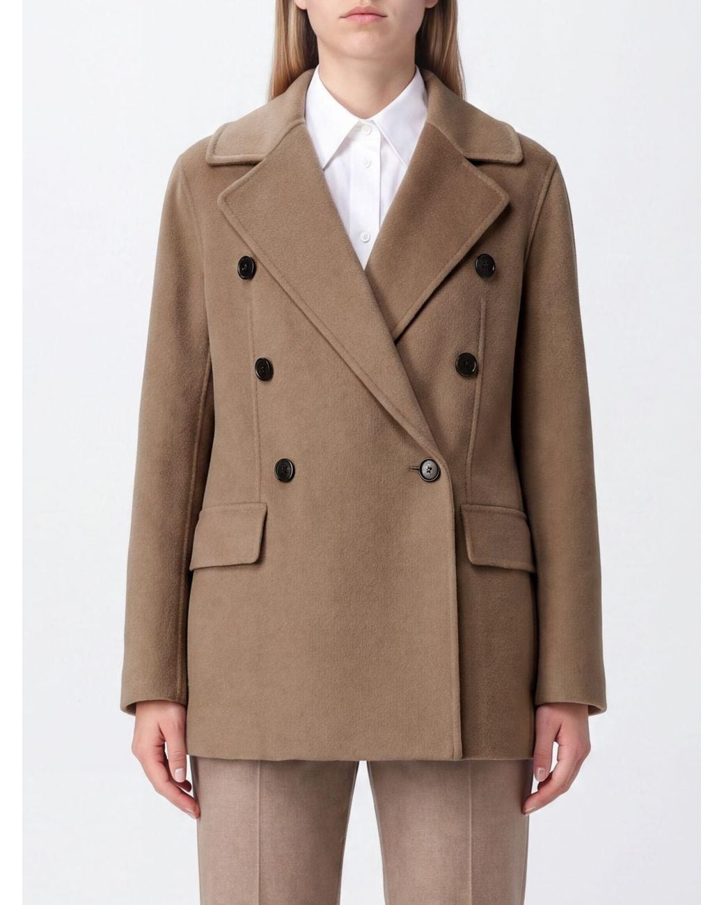 Max Mara Brown Rita Double-Breasted Short Coat