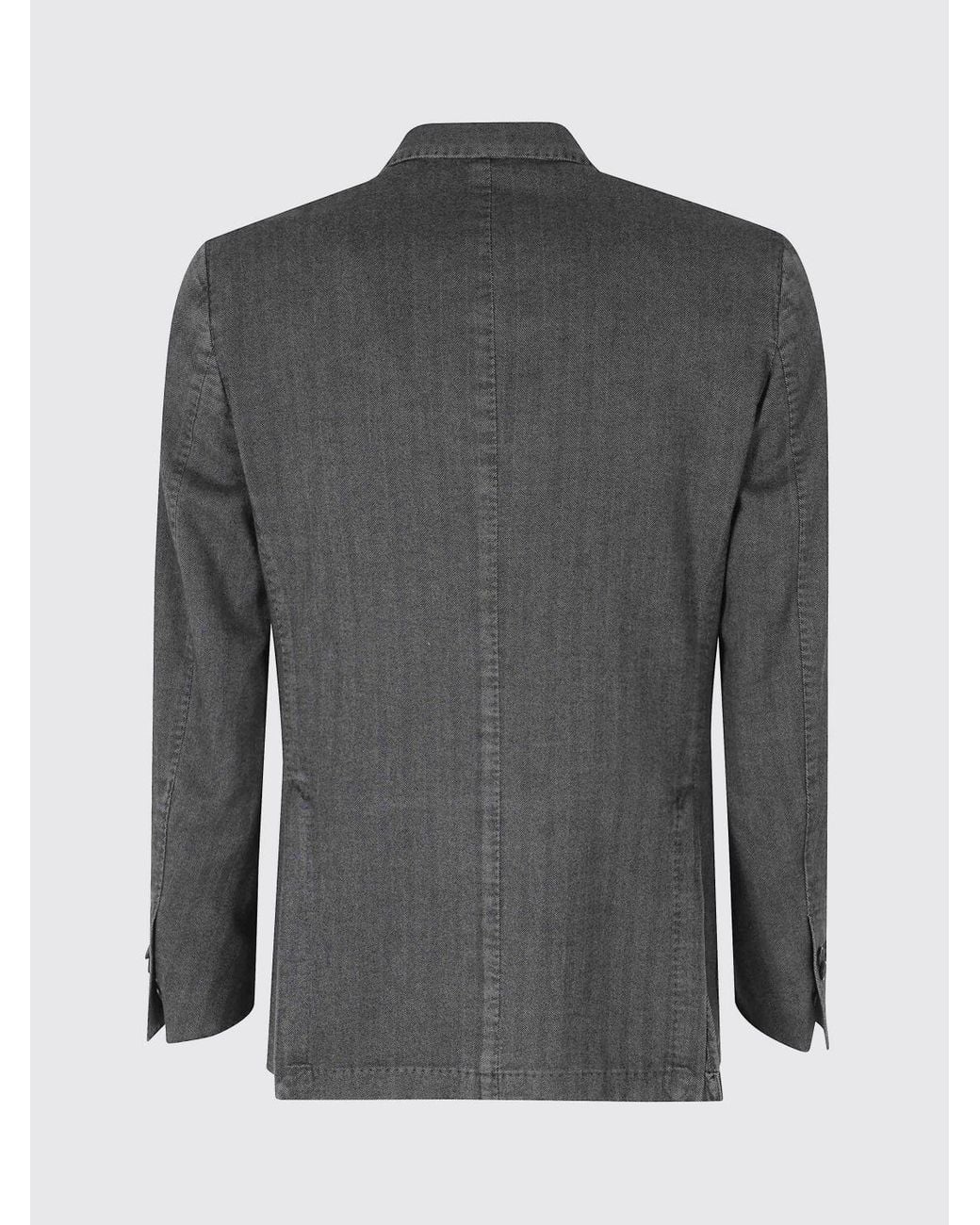 Santaniello Black Single-Breasted Cotton-Blend Blazer With Patch Pockets for men