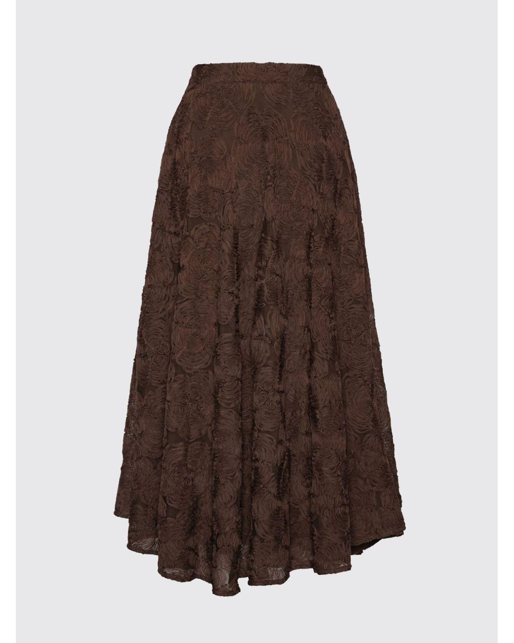 ROTATE BIRGER CHRISTENSEN Brown High-Waisted Full Midi Skirt