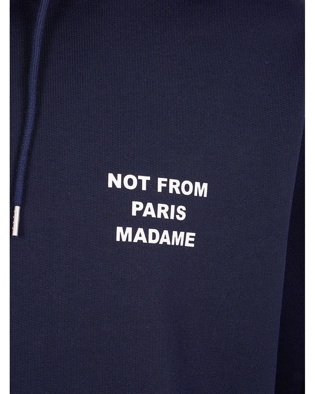Drole de Monsieur Blue Relaxed Fit Cotton Hoodie With Slogan Print for men