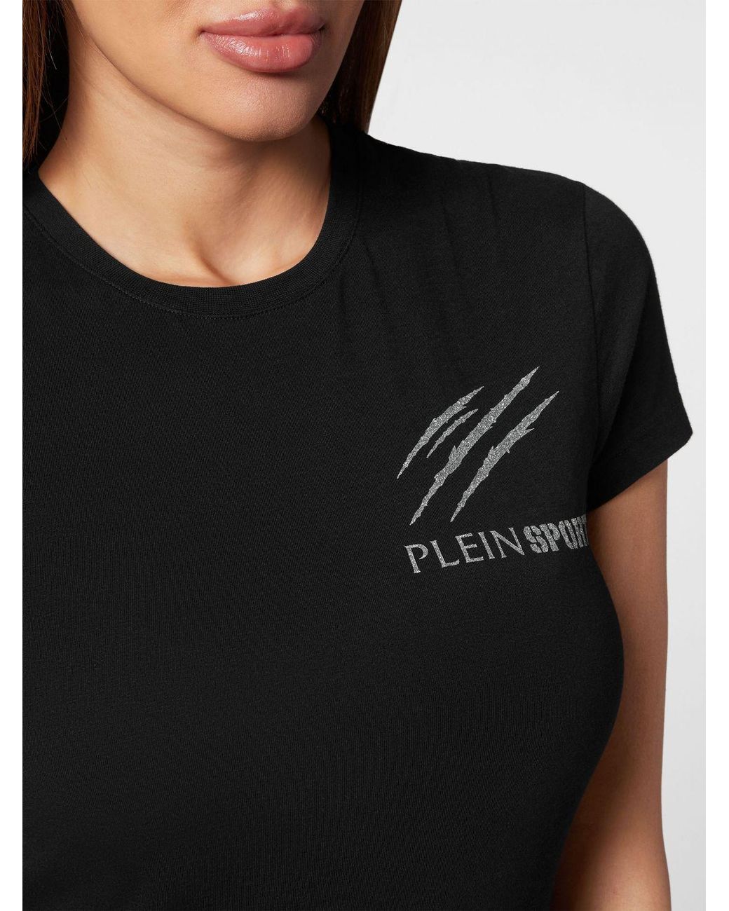 Philipp Plein Black Slim Fit Cotton T-Shirt With Contrast Glitter Logo