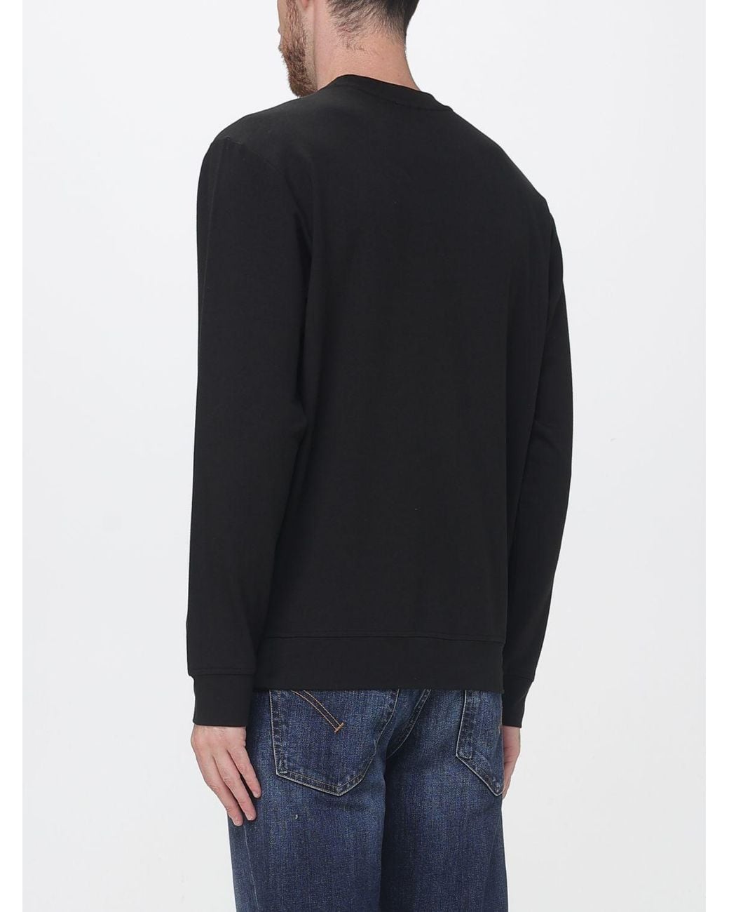 Paul & Shark Black Paul &Amp Shark Cotton Crew Neck Jumper With Metallic Logo And Dropped Shoulders for men