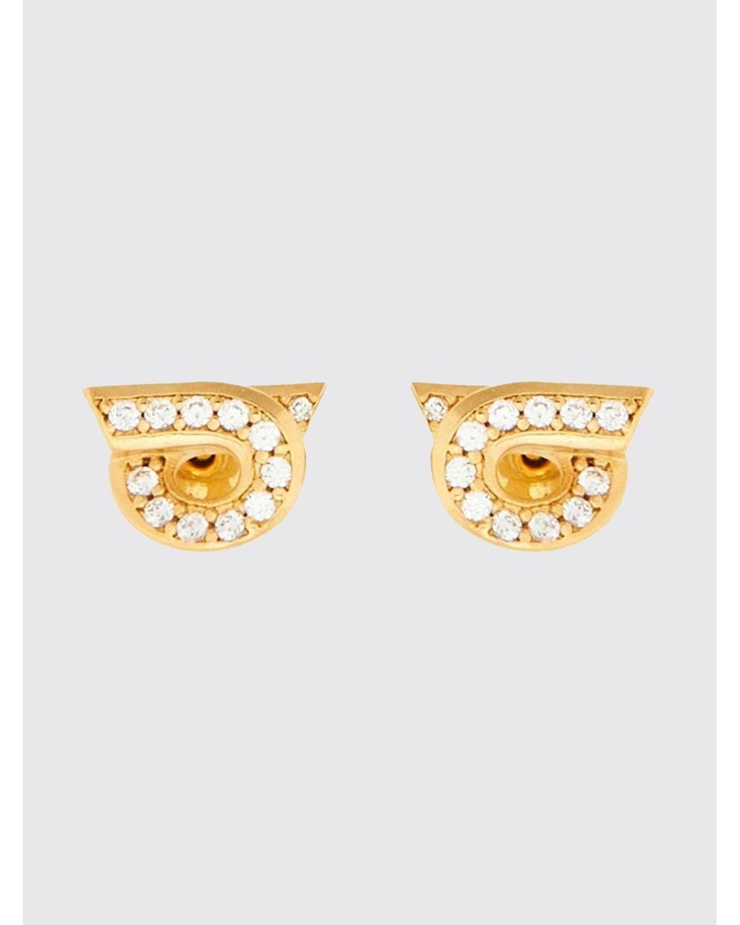 Ferragamo Metallic Gancini Stud Earrings