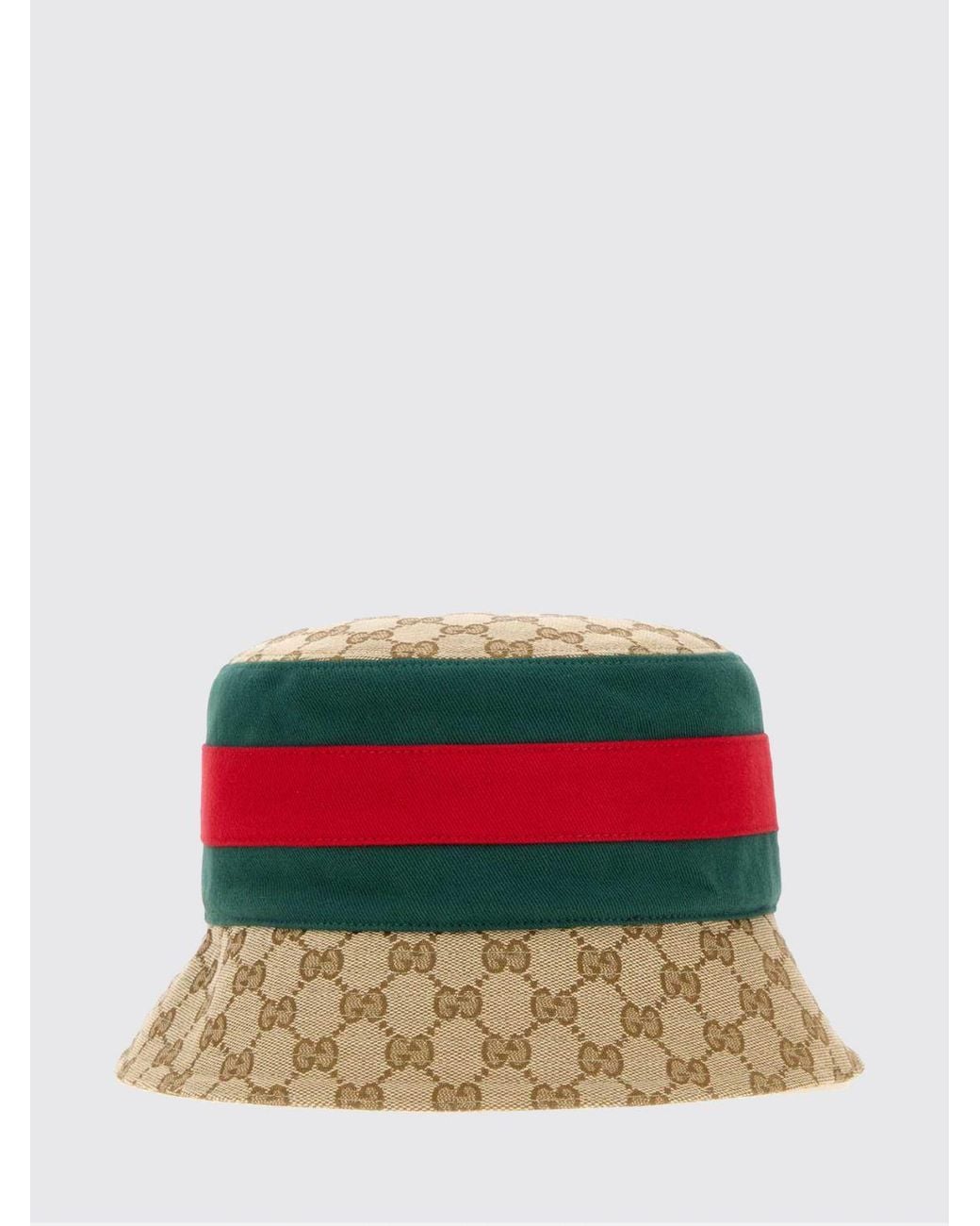 Gucci Red Monogram Striped Bucket Hat for men