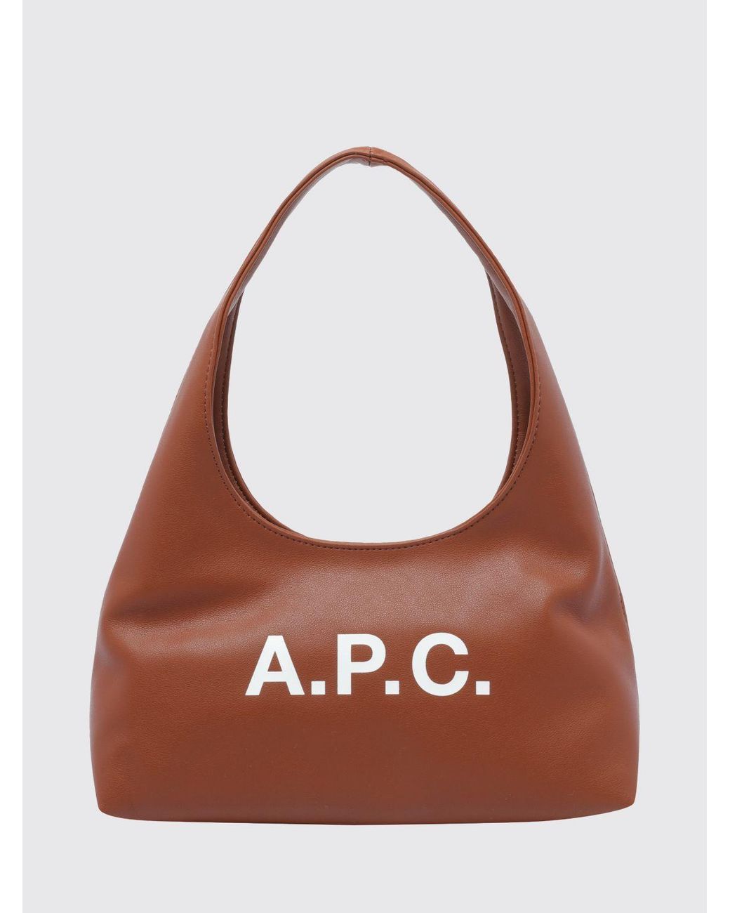 A.P.C. Brown Ninon Flared Synthetic Leather Shoulder Bag With Printed Logo
