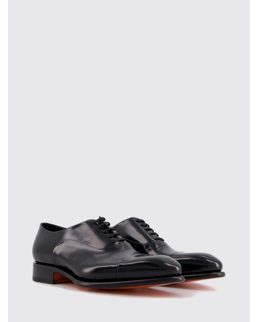 Santoni White Elegant Smooth Leather Oxford Shoes With Leather Sole for men