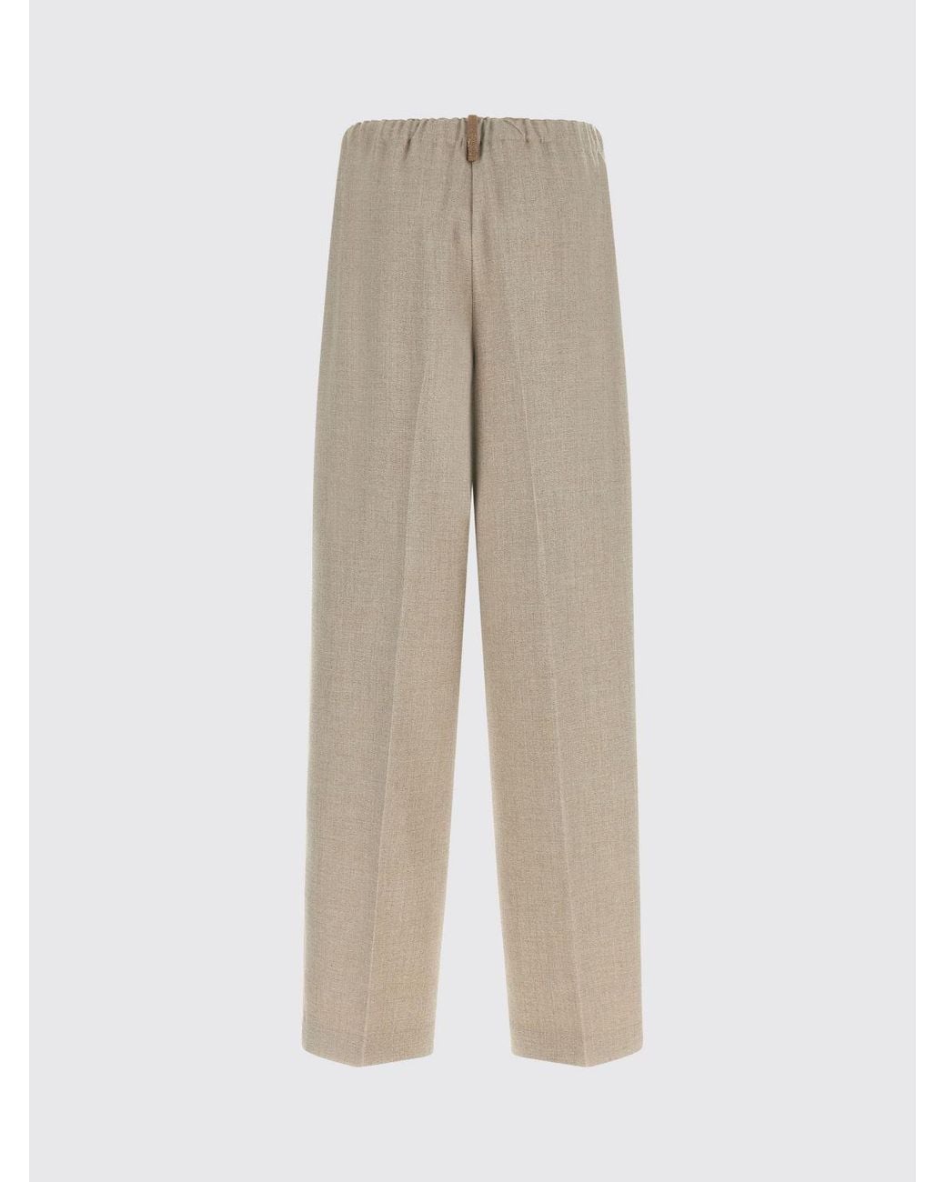Fabiana Filippi Natural High-Waisted Wool Blend Palazzo Pants With Jewel Detail