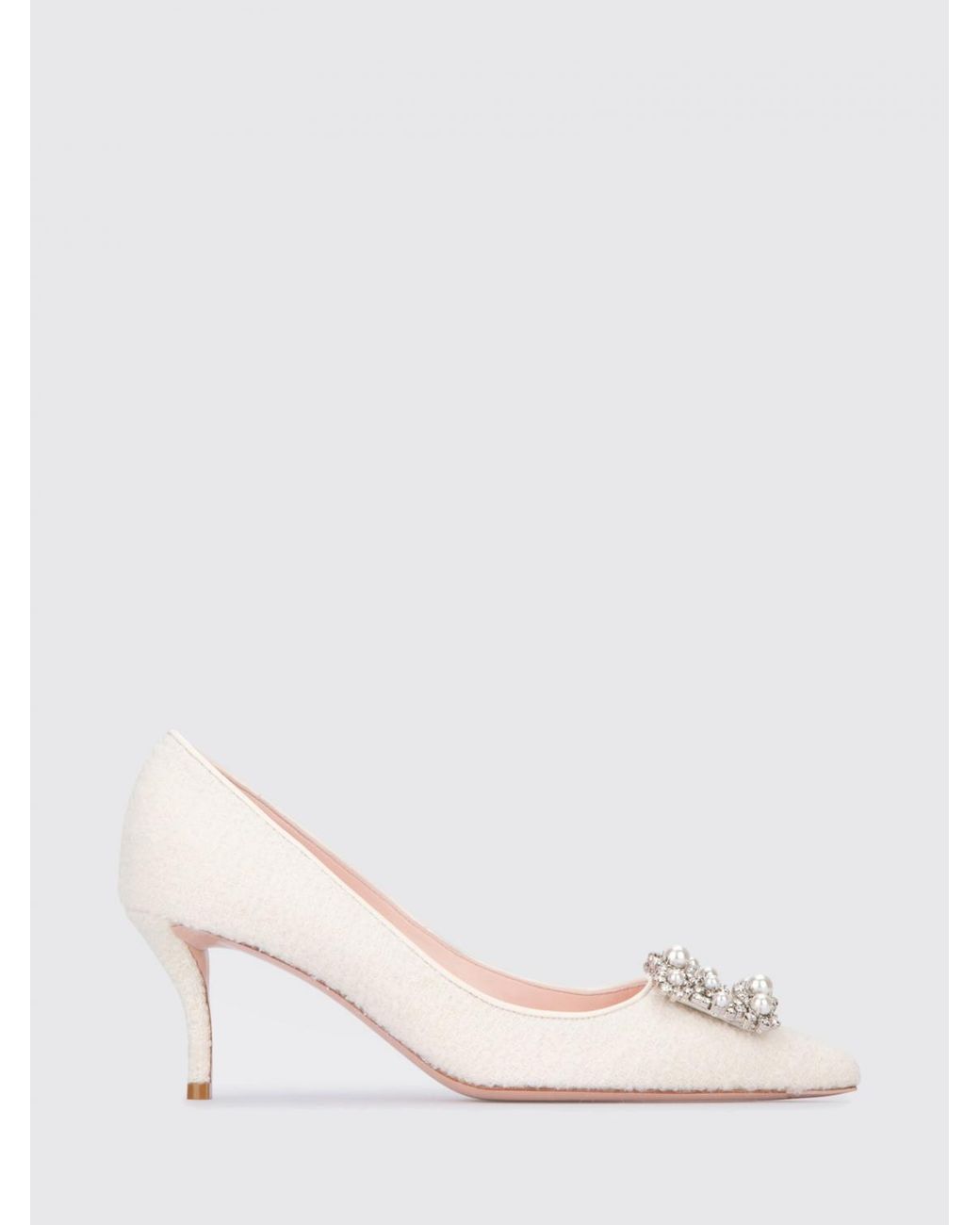 Roger Vivier Pink Tweed Pumps With Jewel Buckle