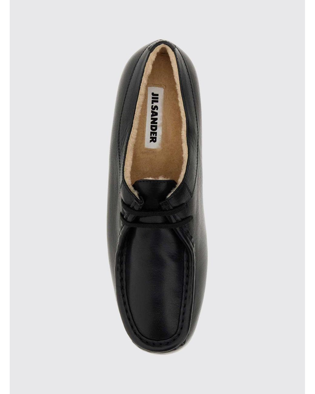 Jil Sander White Shearling-Lined Smooth Leather Derby Shoes With Rubber Sole