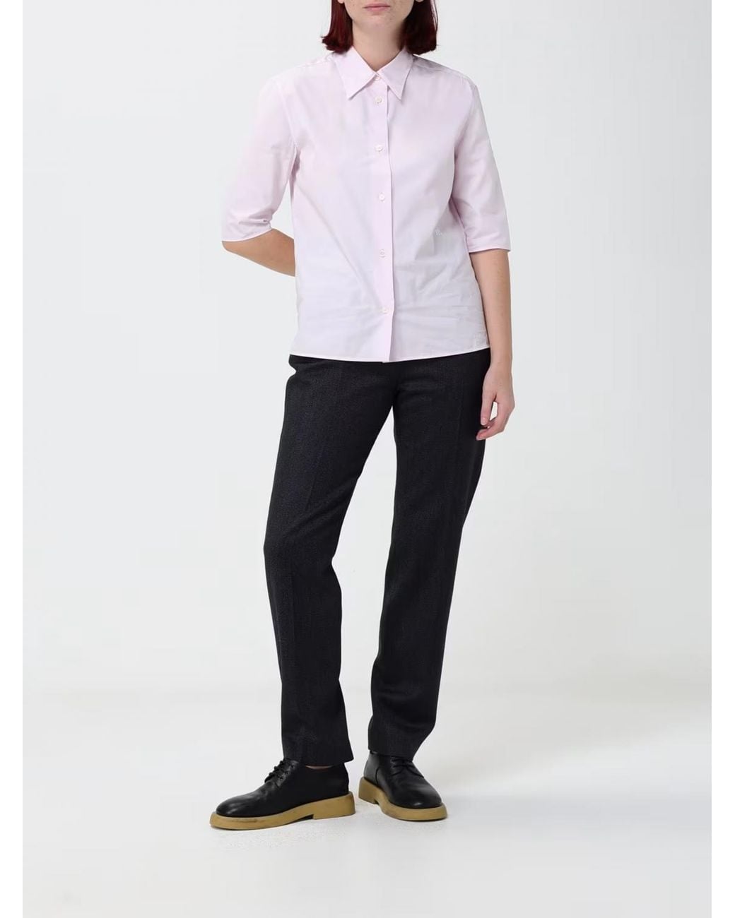 Jil Sander Black Pointed Collar Short-Sleeve Cotton Poplin Shirt