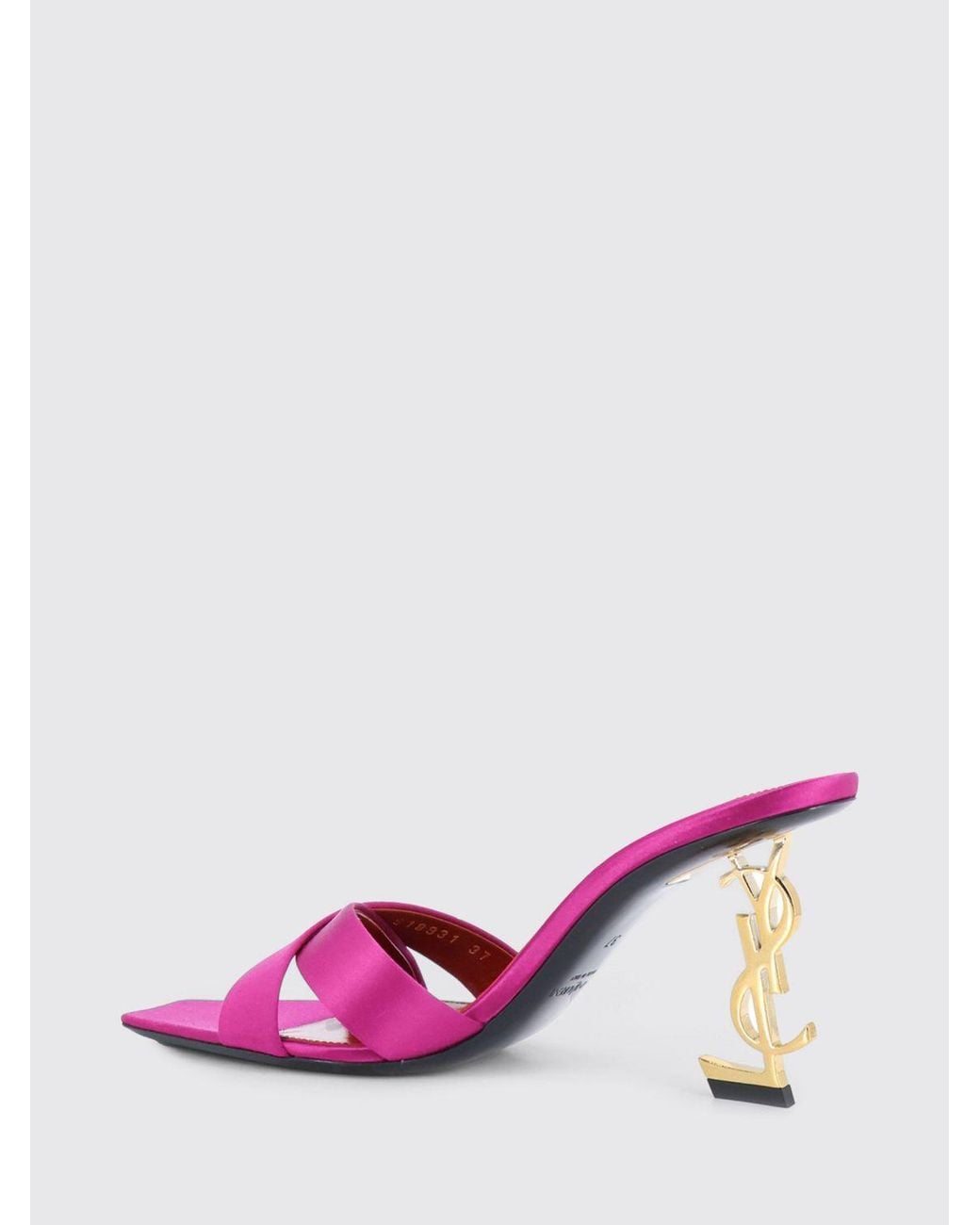 Saint Laurent Pink Opyum Satin Mules