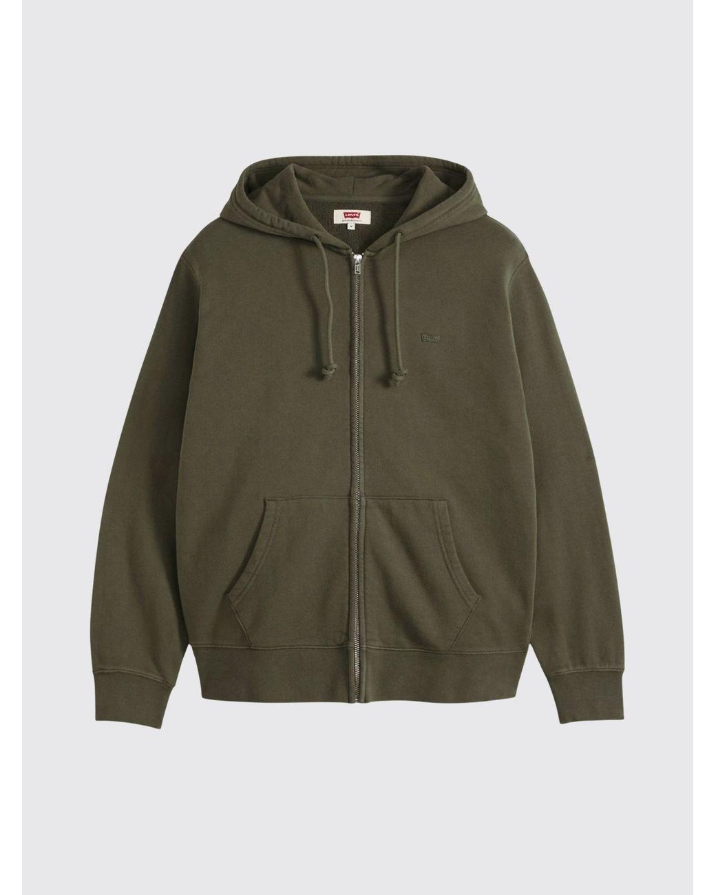 Levi's Green Cotton Zip-Up Hoodie With Contrast Logo for men