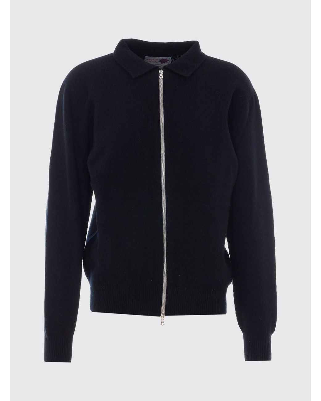 Howlin' By Morrison Black Pure Wool Zip-Up Cardigan With Polo Collar for men