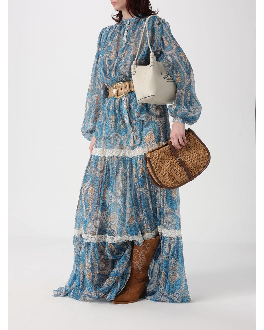 Etro Blue Silk Shirt With Paisley Print