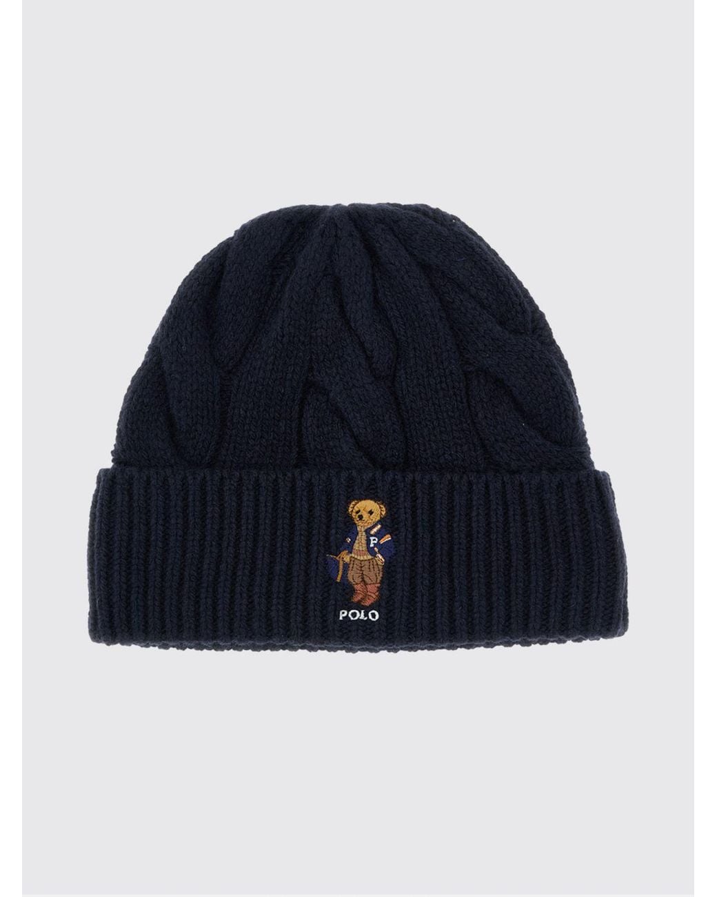 Polo Ralph Lauren Blue Cable-Knit Wool-Blend Beanie With Turn-Up Brim