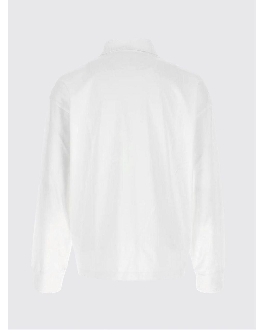 A.P.C. White Long-Sleeved Cotton Polo Shirt With Contrast Logo for men