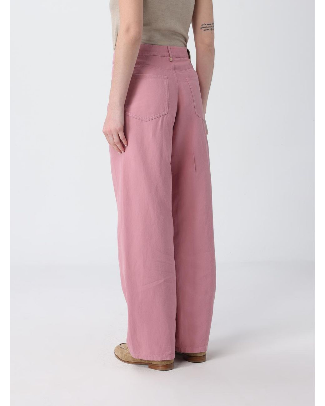 Max Mara Pink Cotton And Linen Trousers