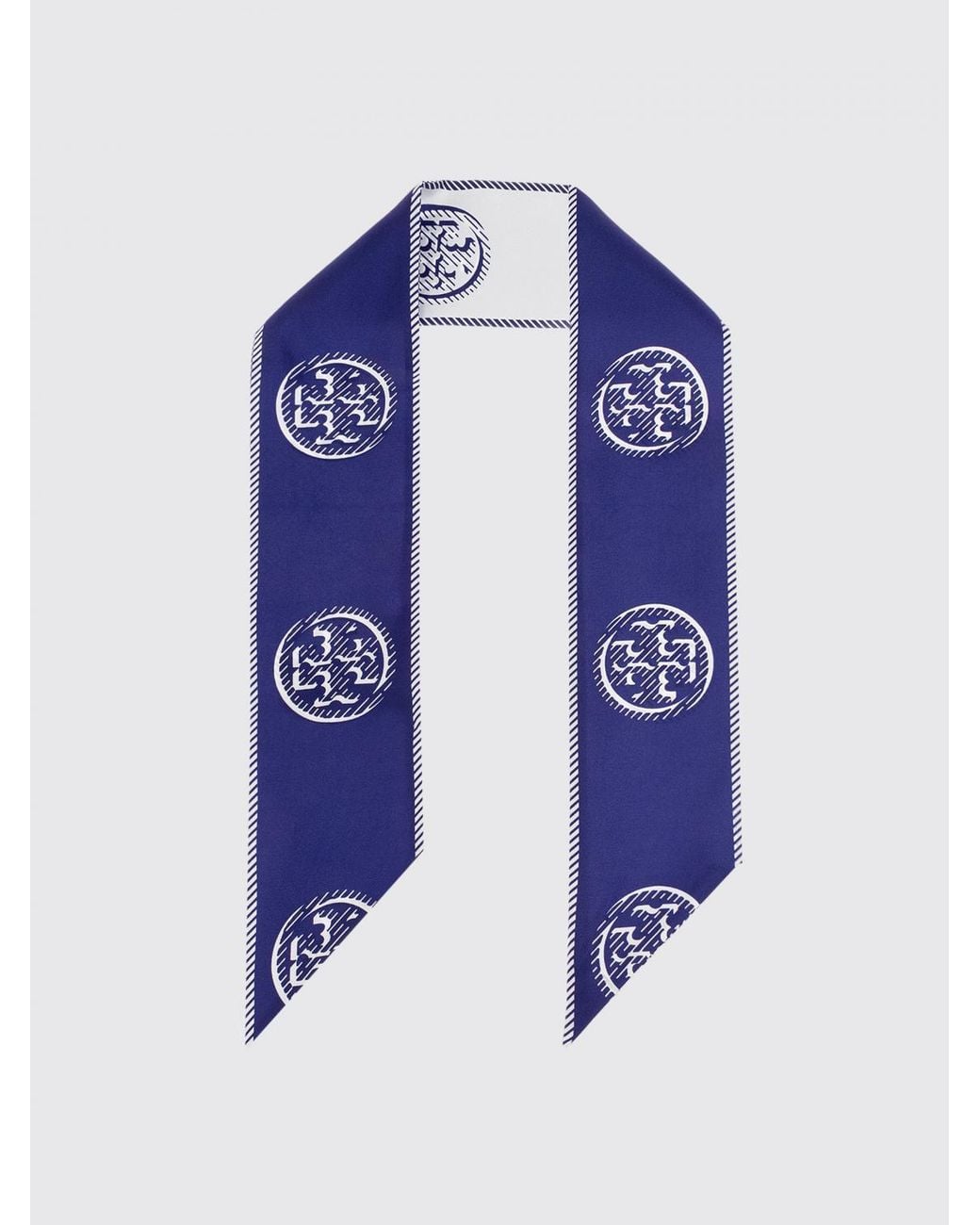 Tory Burch Blue Logo Silk Scarf