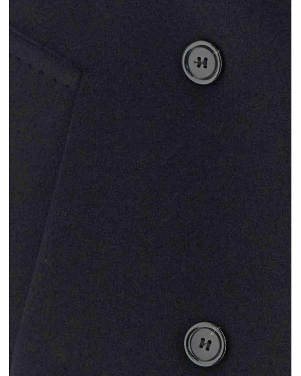 Max Mara Black Double-Breasted Wool Caban Coat With Relaxed Fit And Lapel Collar