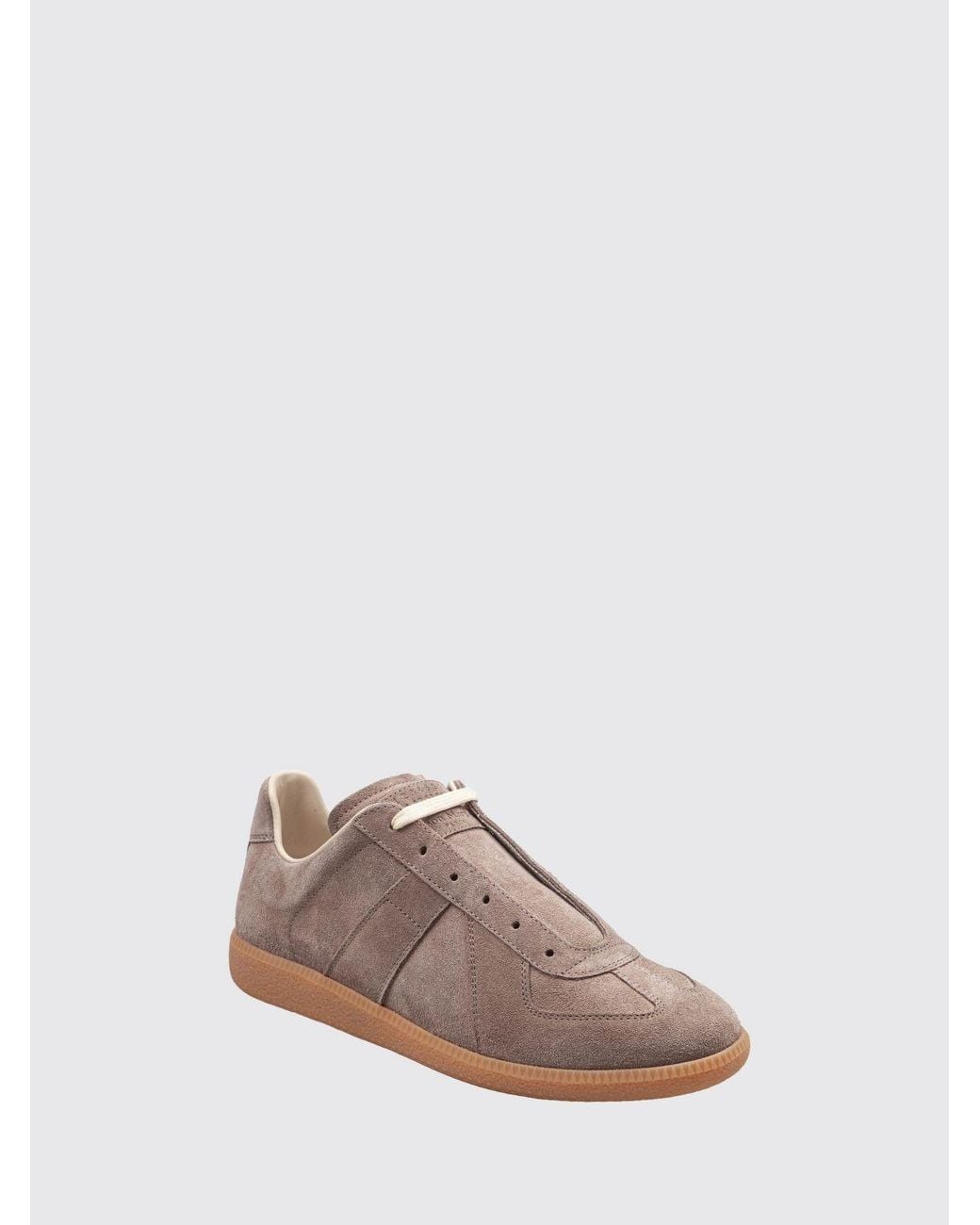 Maison Margiela Brown Replica Leather And Suede Sneakers With Numeric Logo for men