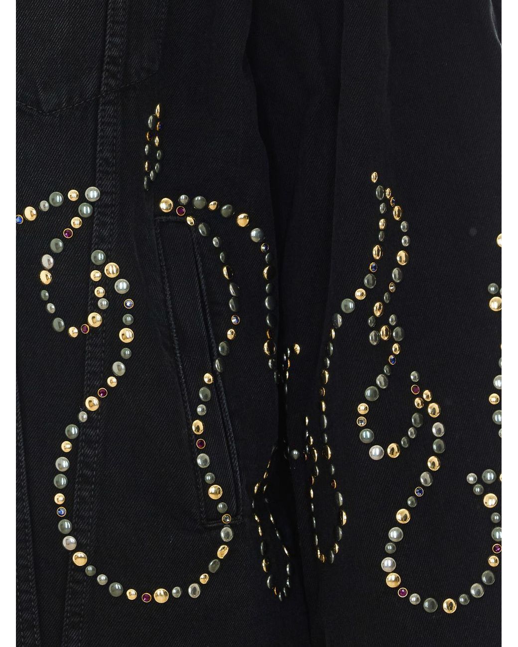 Amiri Blue Flames Print Denim Jacket With Stud Application for men