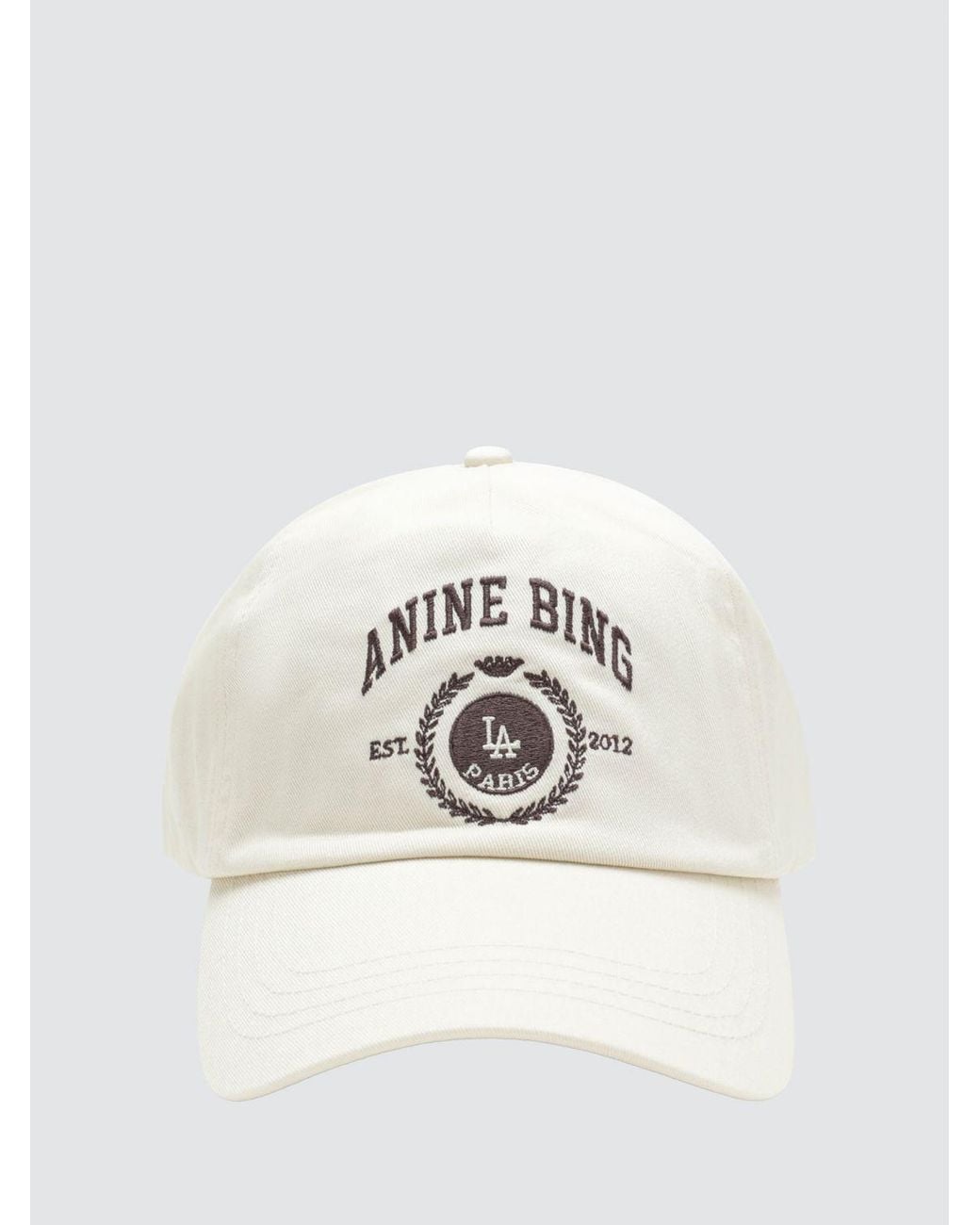 Anine Bing White Cotton Baseball Cap With Embroidered Crest