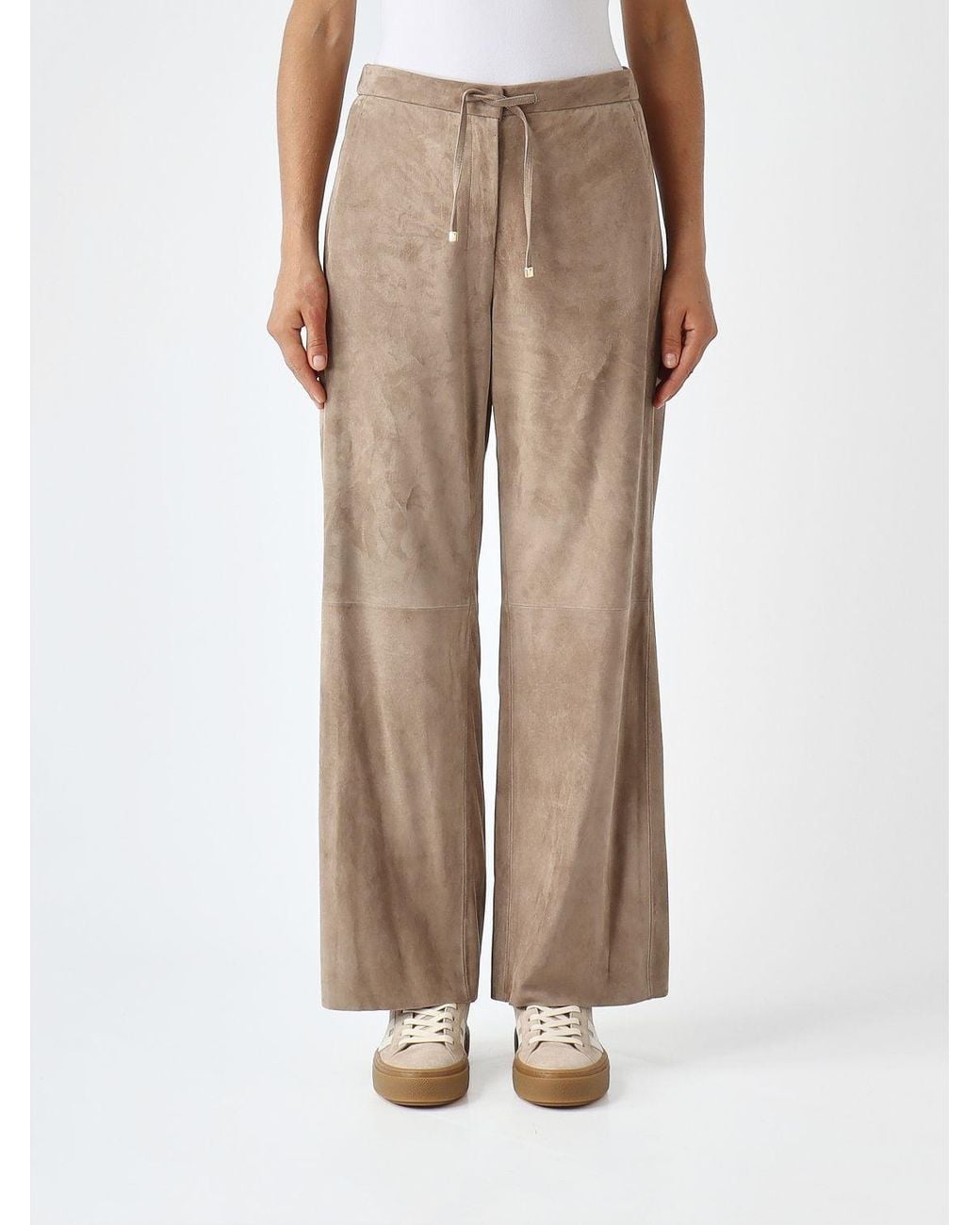 Max Mara Natural High-Waisted Wide-Leg Trousers