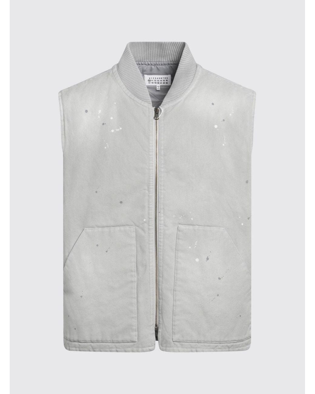 Maison Margiela Blue Cotton Vest With Bomber Collar And Elasticated Hem for men