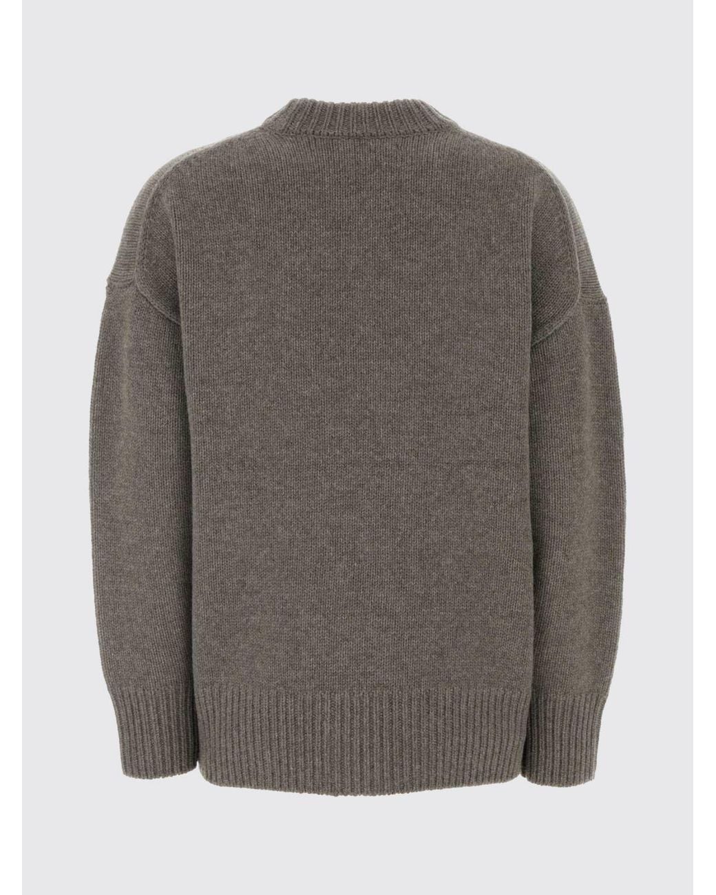 Co. Gray Wool And Cashmere Blend Crewneck Jumper With Dropped Shoulders