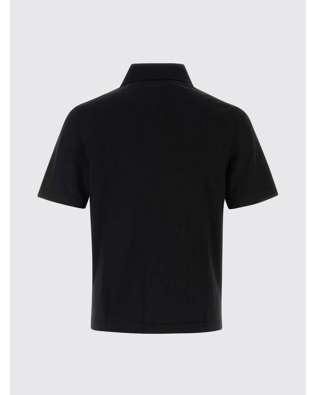 Burberry Black Ekd Logo Slim Fit Short-Sleeved Wool Polo for men