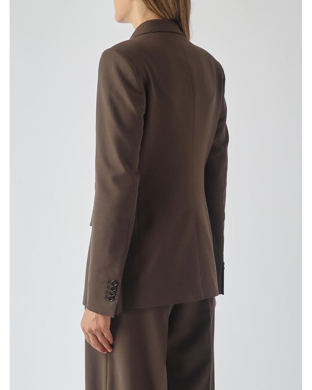 Tagliatore Brown Double-Breasted Virgin Wool Blazer With Peak Lapels