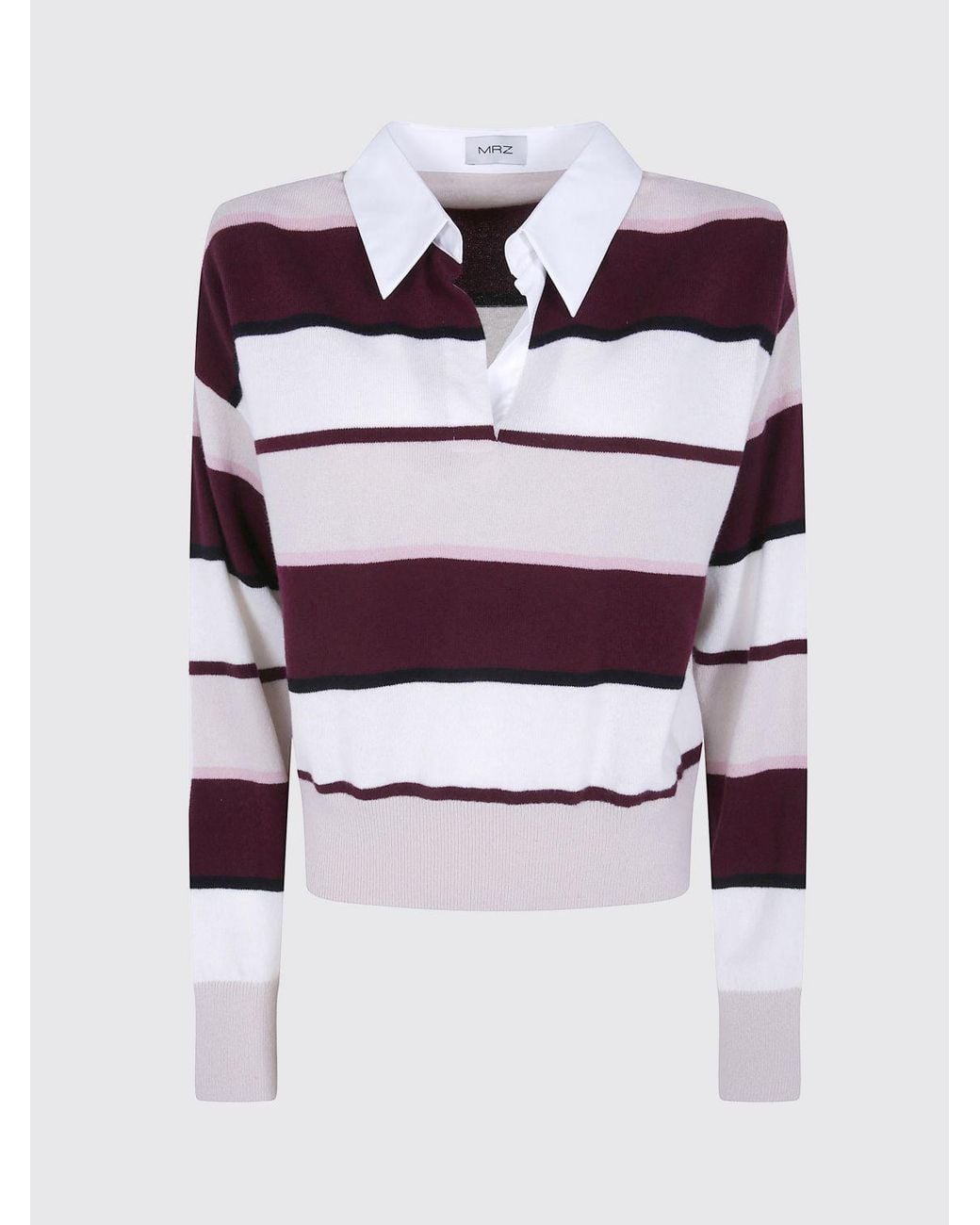 Mrz Red Striped Long-Sleeve Virgin Wool And Cashmere Polo