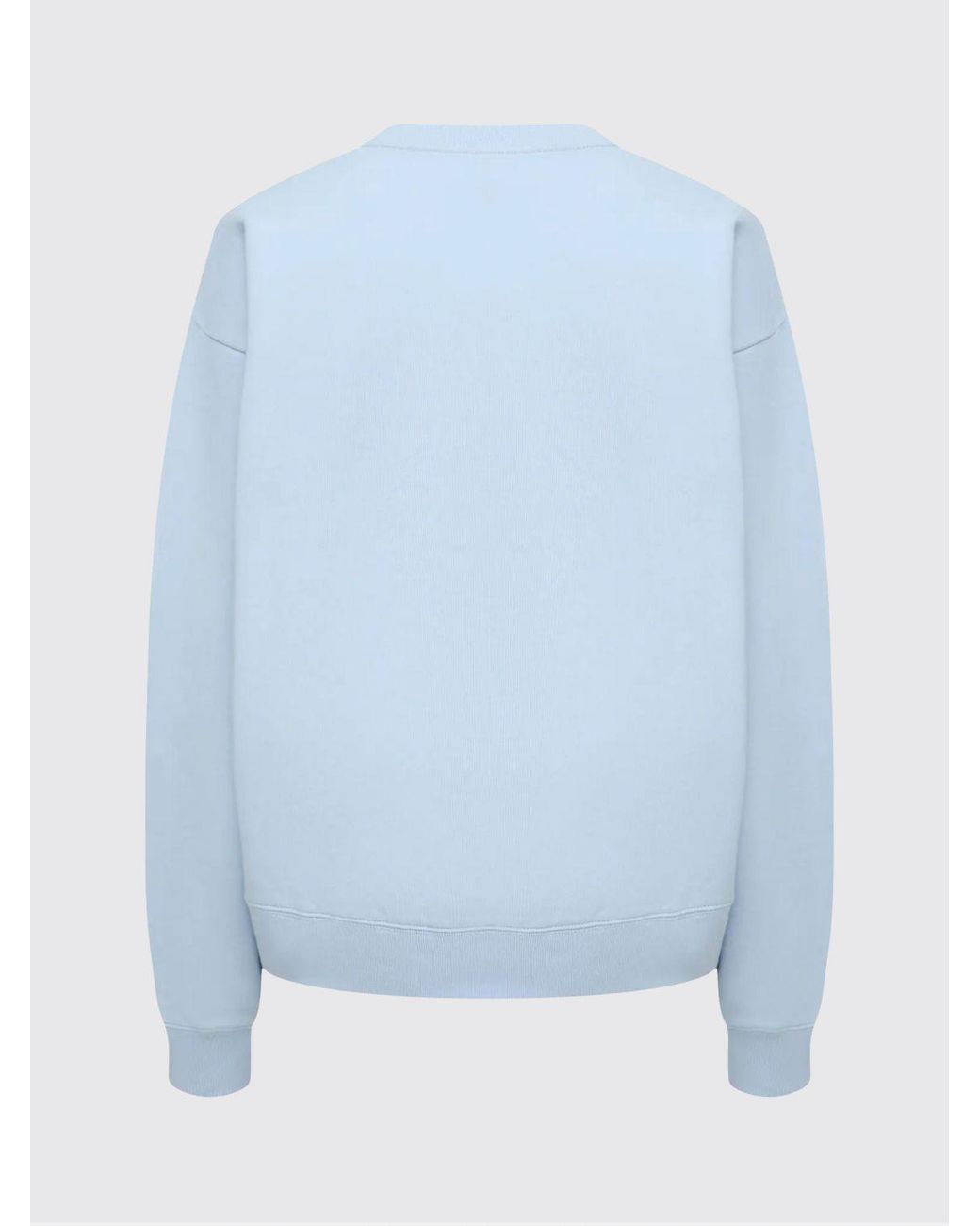 Sporty & Rich Blue Sporty &Amp Rich Relaxed Fit Cotton Crewneck Sweatshirt With Contrast Logo