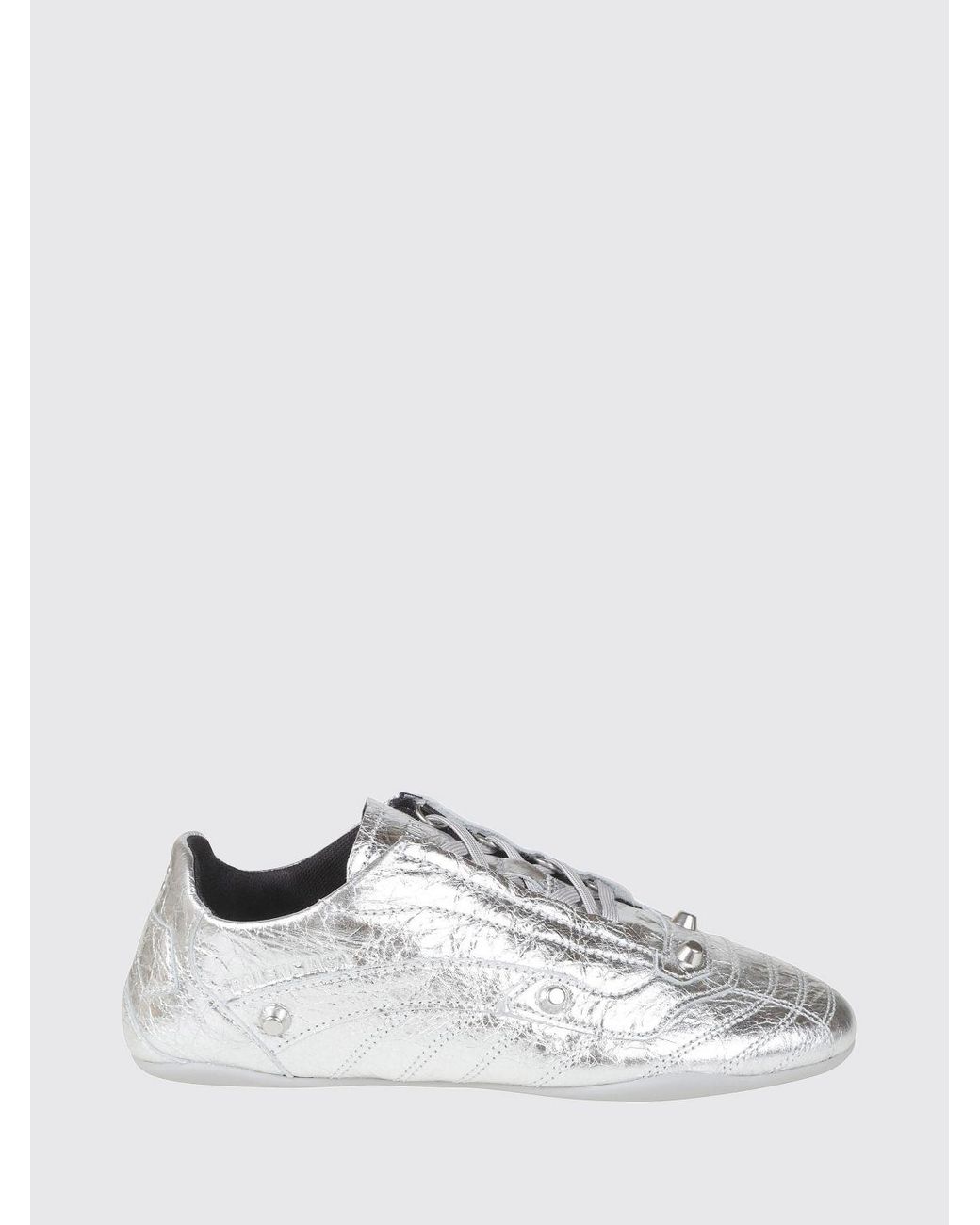 Balenciaga White City Arena Lambskin Trainers With Studs