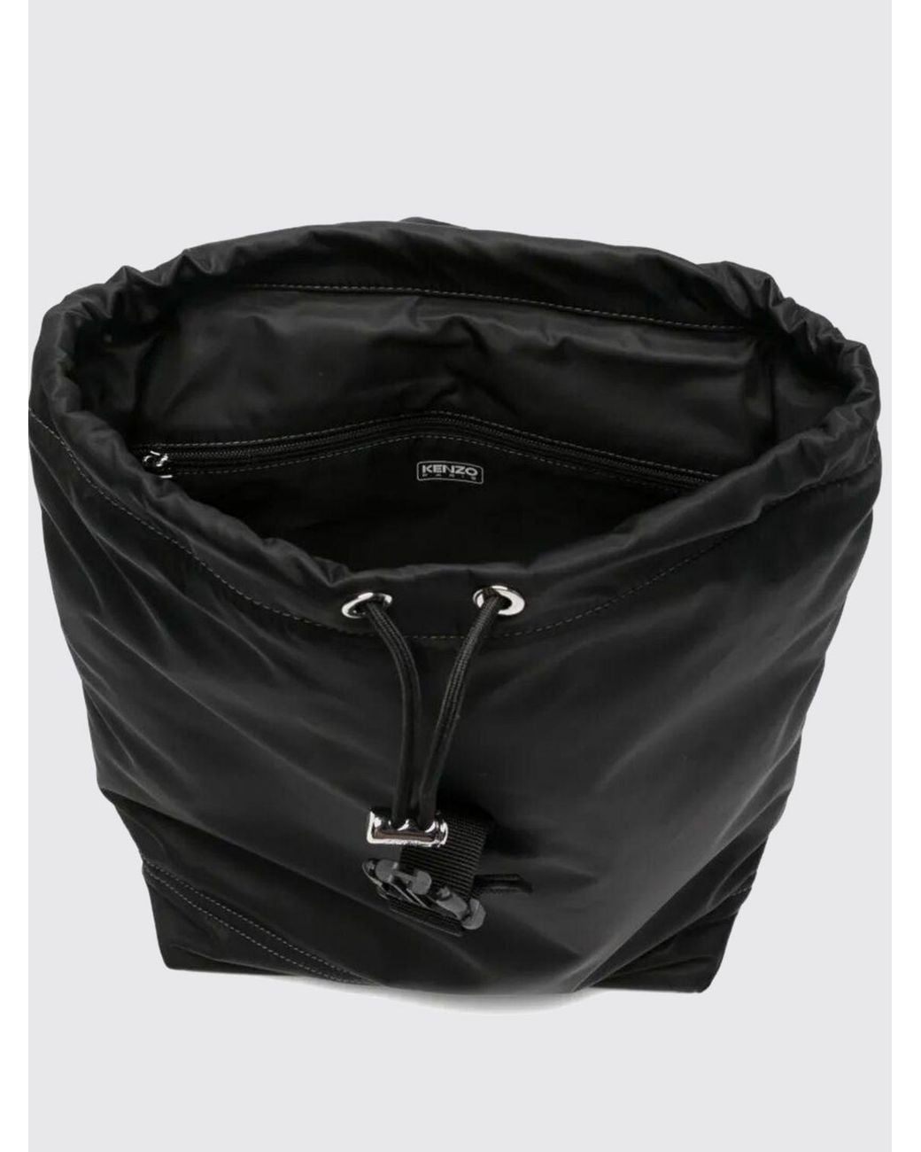 KENZO Black Signature Nylon Backpack With Embroidered Logo And Drawstring Closure for men