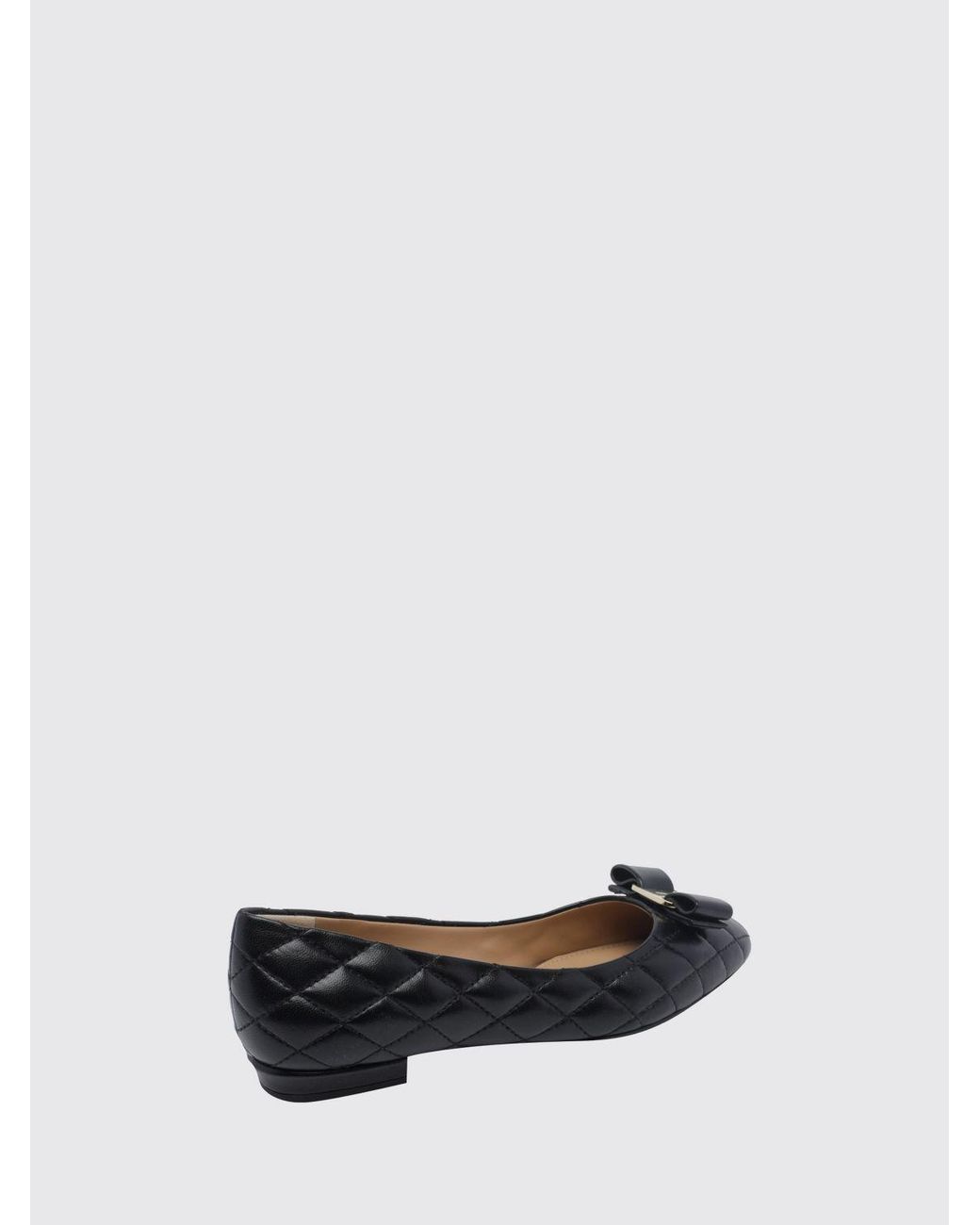 Ferragamo White Varina Quilted Nappa Ballet Pumps With Bow