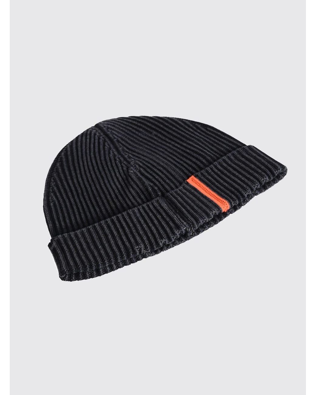 Rrd Blue Ribbed Cotton Beanie With Applied Logo for men