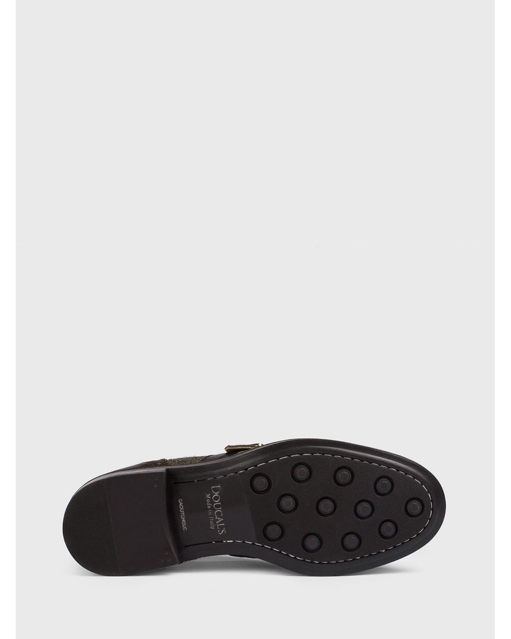 Doucal's White Leather And Wool Monk Strap Shoes With Brogue Detail