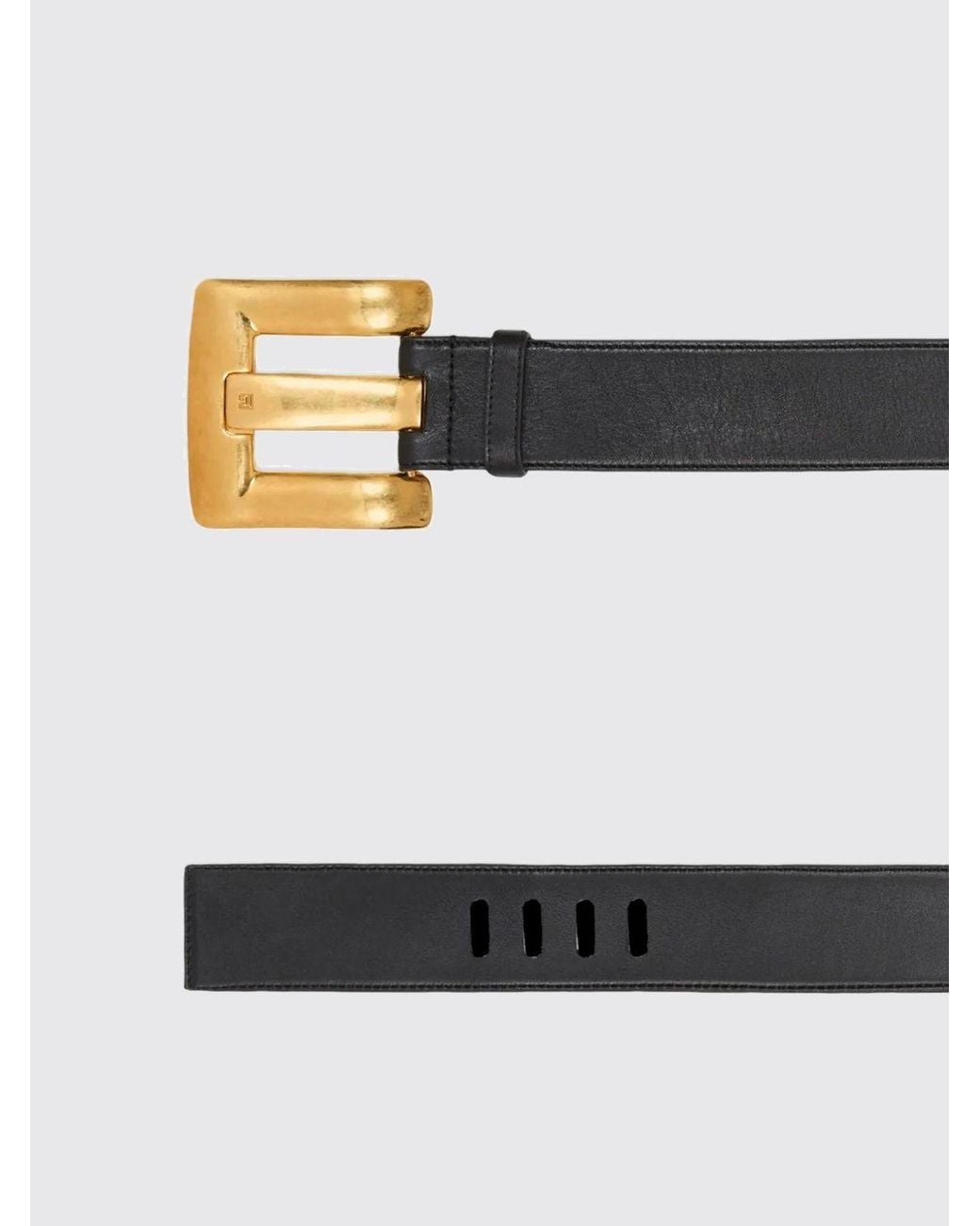 Balmain White Anthem High-Waist Smooth Calfskin Belt With Monogram Buckle