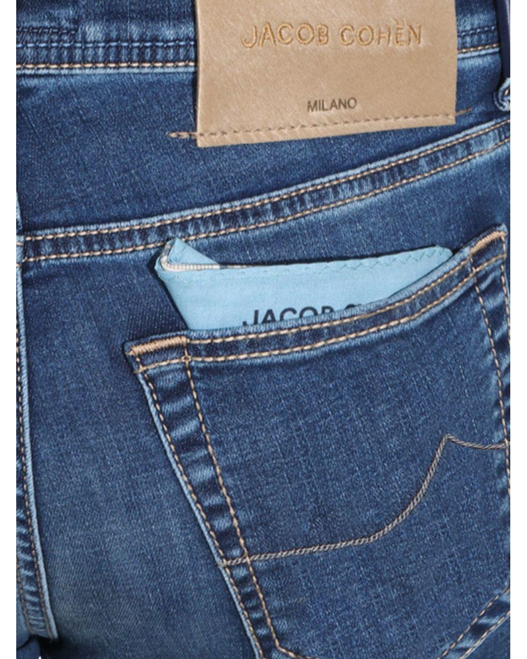 Jacob Cohen Blue Mid-Rise Skinny Fit Stretch Denim Jeans for men