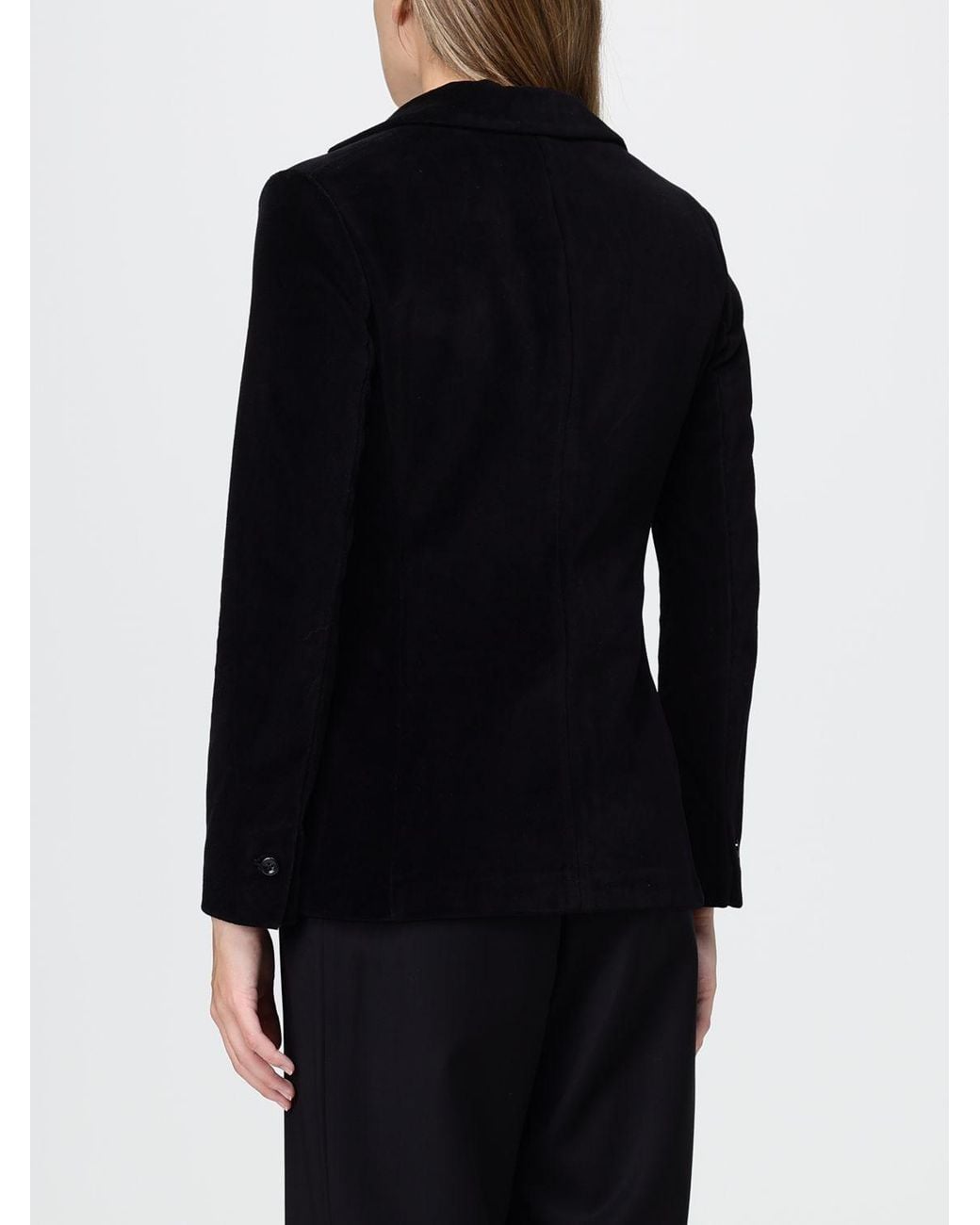 Circolo 1901 Black Single-Breasted Velvet Blazer With Slit Pockets